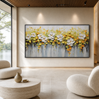 WHITE MAGNOLIAS: Yellow Green Parisian Textured Canvas