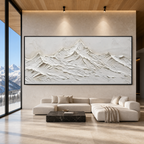 WHITE MOUNTAINS: Heavily Textured White Abstract Mountains Minimalist Canvas