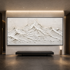 WHITE MOUNTAINS: Heavily Textured White Abstract Mountains Minimalist Canvas