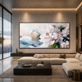 WHITE PEONY DREAM: Soft White Textured Peonies Panoramic Canvas