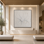 WHITE PEONY: Textured Single White Impasto Peony Canvas