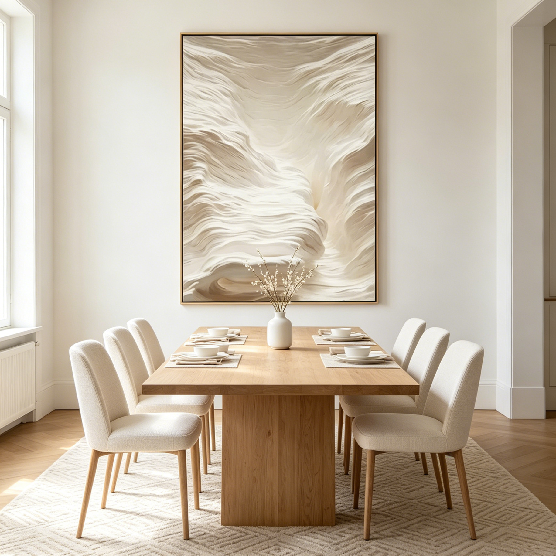 WHITE SAND DUNES: Textured Flowing Sand Dune Canvas