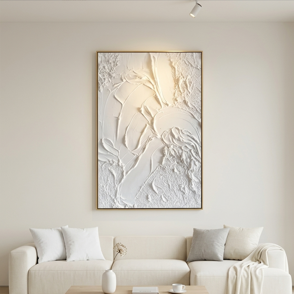WHITE TEXTURE: Heavy Impasto Pure White Serene Purity Canvas