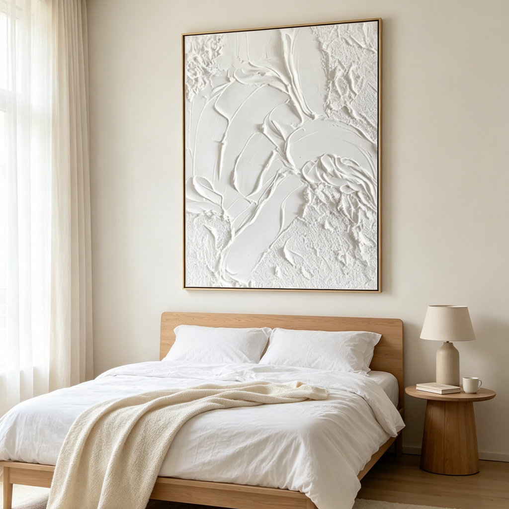 WHITE TEXTURE: Heavy Impasto Pure White Serene Purity Canvas