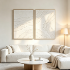 WHITE LINES: Raised Impasto Lines White Canvas Set of 2