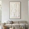 WHITE TEXTURED RELIEF: Deep White Relief Texture Wabi Sabi Canvas