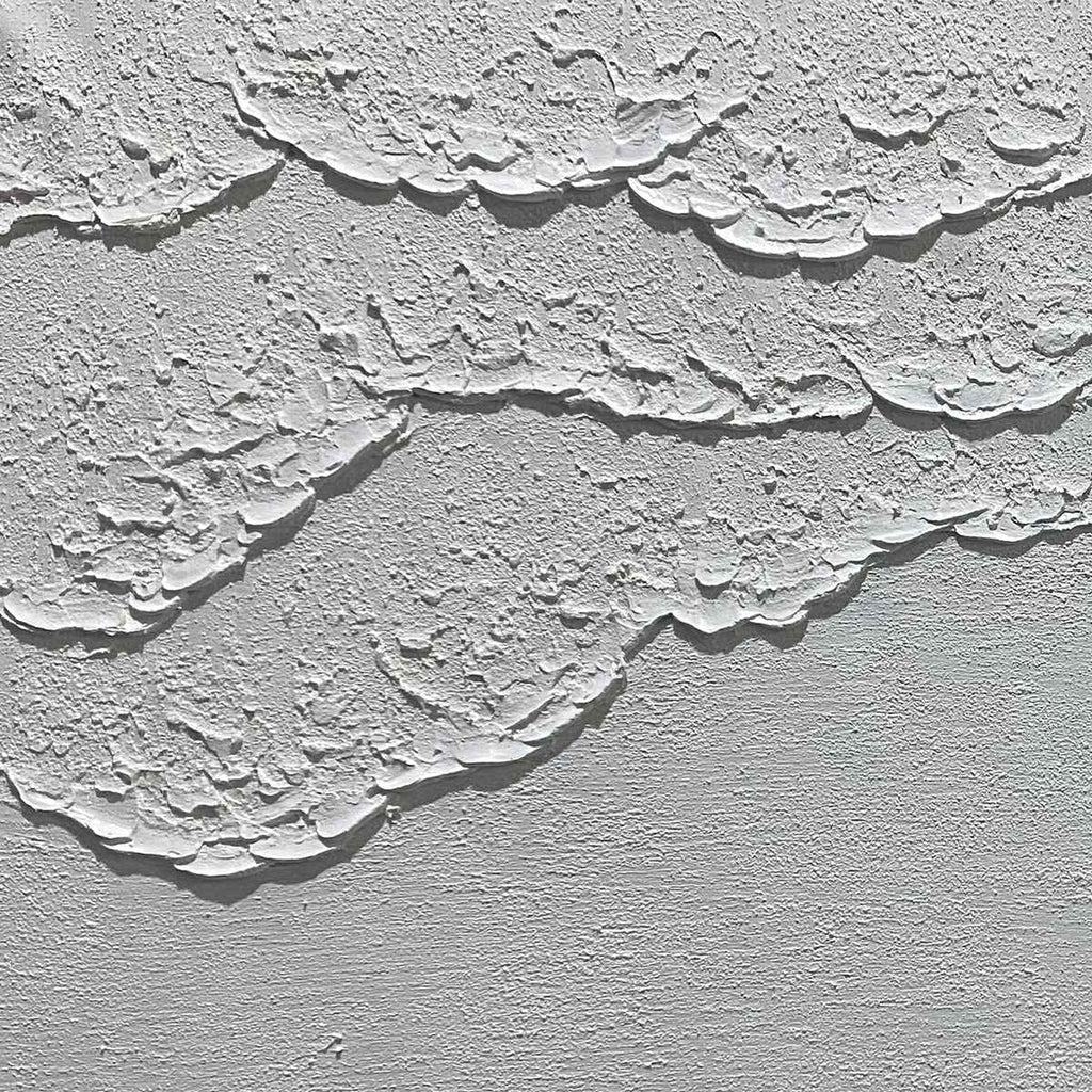 WHITE TEXTURED WAVES DIPTYCH- Textured Abstract Painting Set of 2, Vertical Wall Art