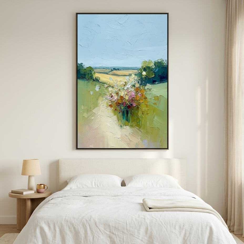 WILDFLOWER PATH: Palette Knife Impasto Vibrant Wildflowers Canvas