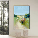 WILDFLOWER PATH: Textured Palette Knife Countryside Landscape Painting