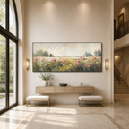 WILD FLOWER FIELD PANORAMIC: Open Meadow Wildflowers Canvas