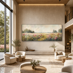 WILD FLOWER FIELD PANORAMIC: Open Meadow Wildflowers Canvas