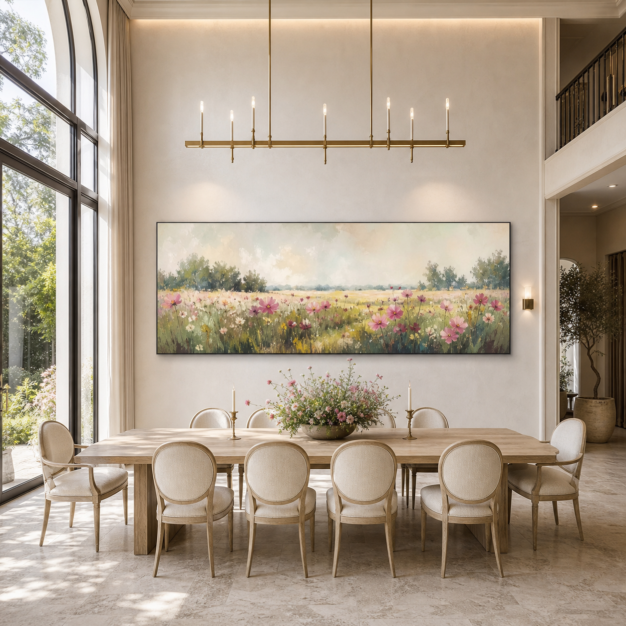 WILD FLOWER FIELD PANORAMIC: Open Meadow Wildflowers Canvas