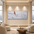 WINTER CARDINAL PANORAMIC: Red Cardinal Snowy Berries Winter Serenity Canvas