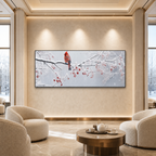 WINTER CARDINAL PANORAMIC: Red Cardinal Snowy Berries Winter Serenity Canvas