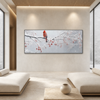 WINTER CARDINAL PANORAMIC: Red Cardinal Snowy Berries Winter Serenity Canvas