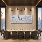 WINTER CARDINAL PANORAMIC: Red Cardinal Snowy Berries Winter Serenity Canvas