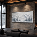 WINTER‘S EMBRACE: Textured Snowy Mountain Landscape Canvas