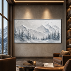 WINTER‘S EMBRACE: Textured Snowy Mountain Landscape Canvas