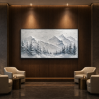 WINTER‘S EMBRACE: Textured Snowy Mountain Landscape Canvas