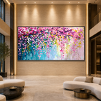 WISTERIA CASCADE: Cascading Purple Wisteria Impressionist Textured Canvas