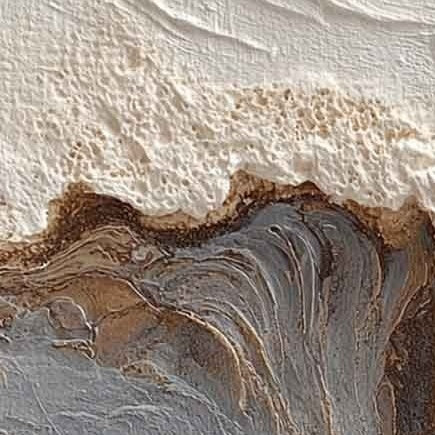 WHITE SEA: 3D Wave Relief Sand Textured Plaster Canvas Set of 3