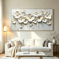 WHITE BLOSSOM SERENADE: 3D Textured White Flowers Delicate Petals Canvas