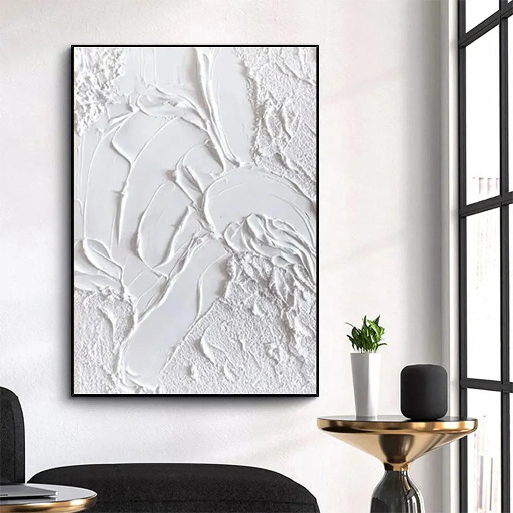 White Texture: Textured Abstract Painting | White Wall Art | Vertical Canvas | Minimalist Decor