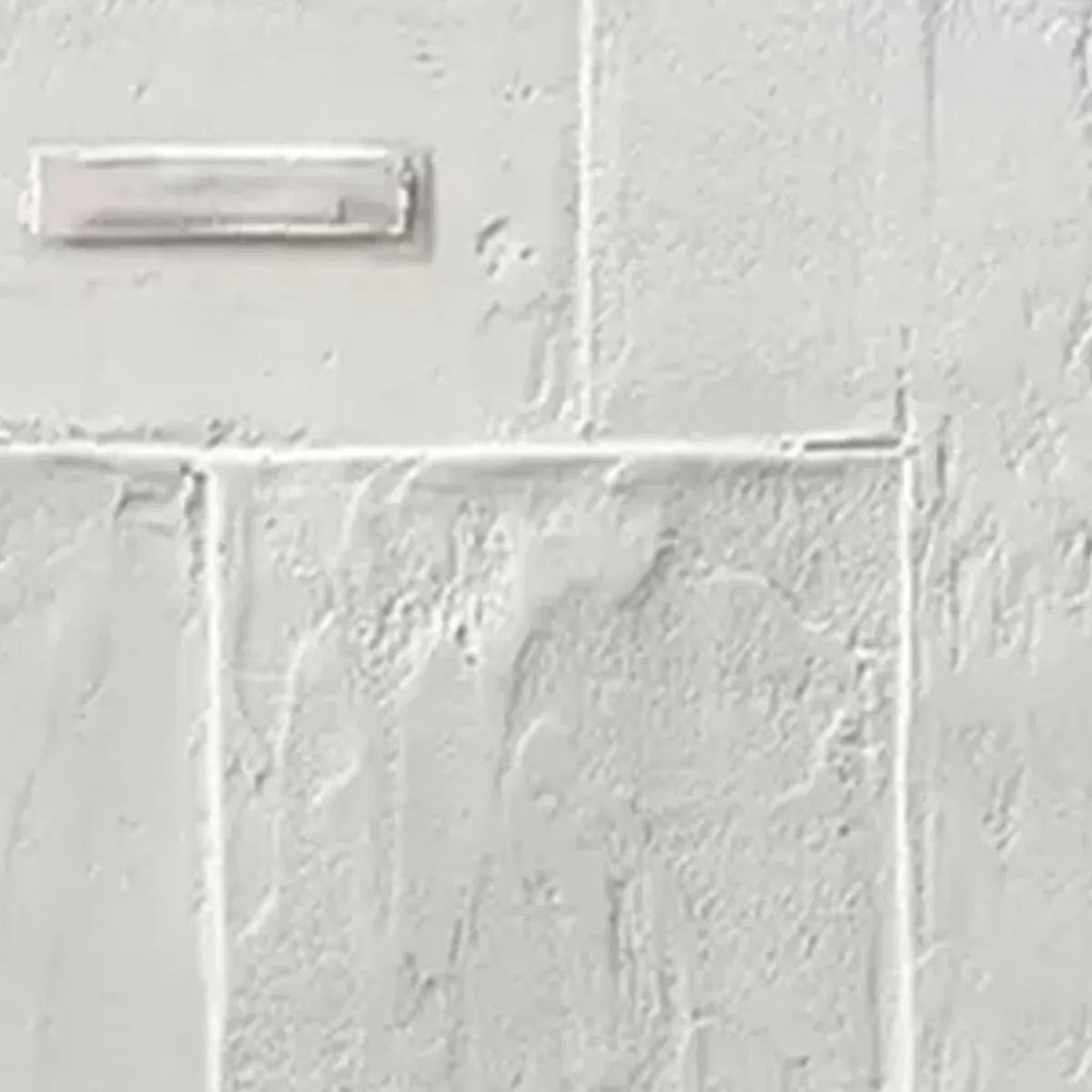 White Textured Squares Diptych by Javier Ramirez: Close-up of textured white minimalist painting detail, vertical wall art.