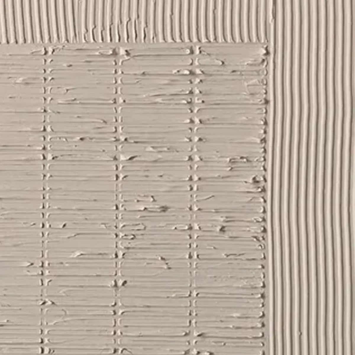 Javier Ramirez Textured Grid Duo: Beige abstract painting, minimalist texture, modern elegance for living room decor.