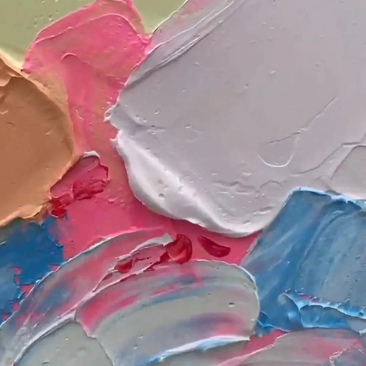 CORAL DREAM: Swirling Coral Pink Peach Orange Abstract Impasto Canvas