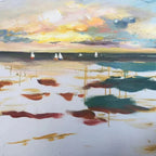 SUNSET SAIL: Ocean Sunset Sailboat Canvas Art