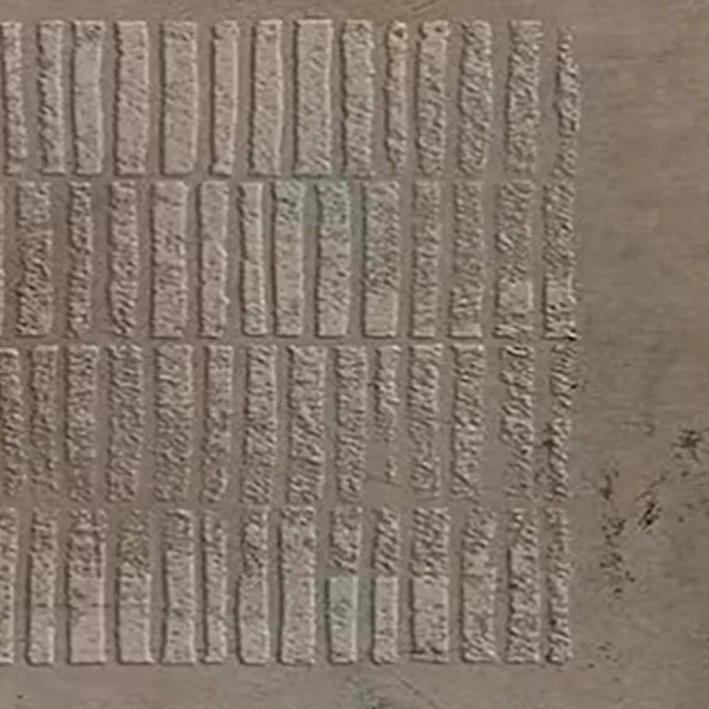 Javier Ramirez Textured Rectangle Array painting, minimalist brown artwork with textured vertical rectangles, modern decor.
