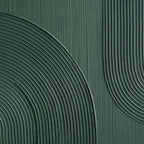 Green Textured Arches Diptych by Isabella Rossi, close-up detail of textured abstract wall art with raised linear arches.