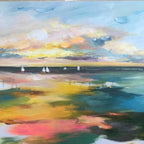SUNSET SAIL: Ocean Sunset Sailboat Canvas Art