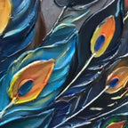MAJESTIC PLUMAGE: Iridescent Peacock Feathers Rich Textured Canvas