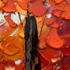 AUTUMNAUTUMN PATH: Textured Forest Path Orange Red Blue Canvas