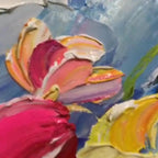 FIELD OF DREAMS: Colorful Wildflower Meadow Thick Impasto Canvas