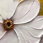 GOLDEN WHISPERS: Gold White Textured Floral Elegant Impasto Canvas