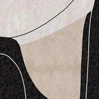 Minimalist abstract diptych art featuring beige, black, and white organic shapes with subtle texture and clean lines.