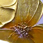 GOLDEN WHISPERS: Gold White Textured Floral Elegant Impasto Canvas