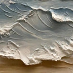 OCEAN'S EMBRACE: Crashing Impasto Waves Canvas