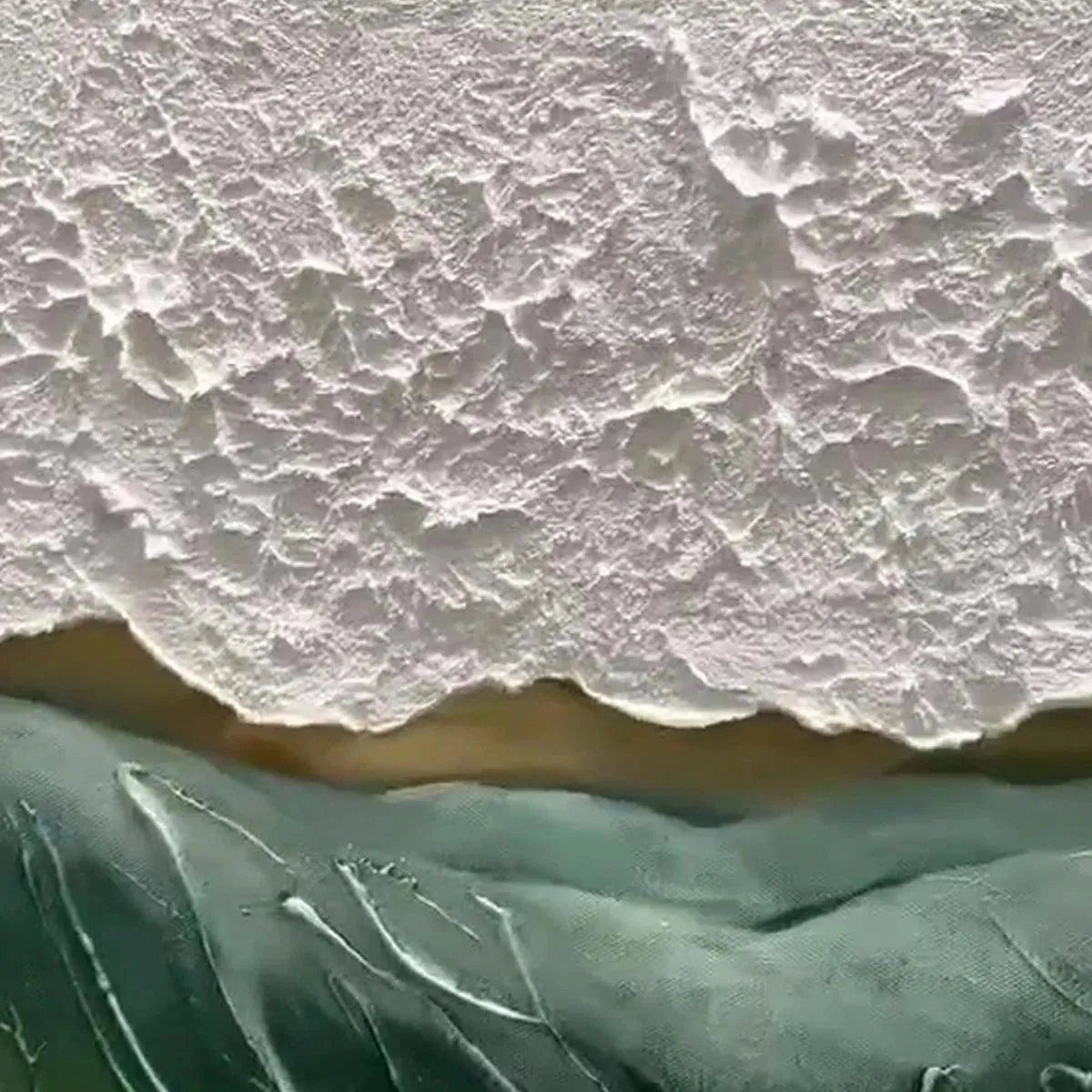 EMERALD DEPTHS: Textured Emerald Green White Waves Seascape Canvas