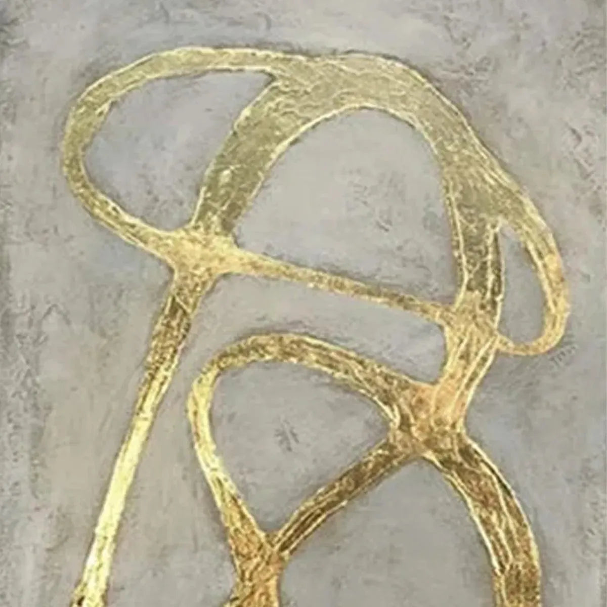 Close-up of textured abstract art featuring raised gold lines on a matte gray background, highlighting artisanal quality.
