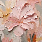 BLUSHING BLOOMS: Textured Impasto Pink Peach Cream Flowers Canvas