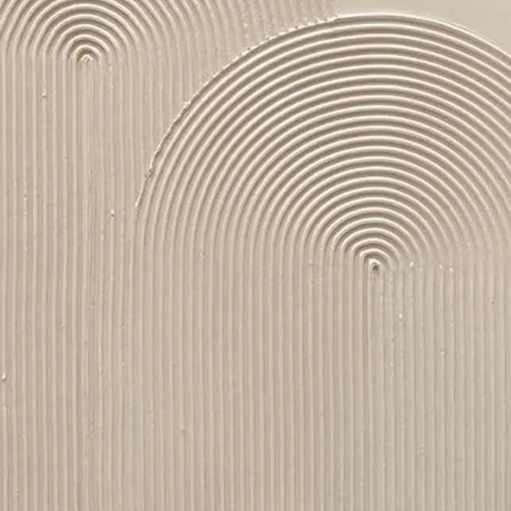 Textured Rainbow beige painting by Javier Ramirez, minimalist modern art with arched and vertical lines