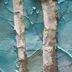 GOLDEN ASPEN GROVE: Impasto Aspen Trees Golden Light Textured Forest Canvas