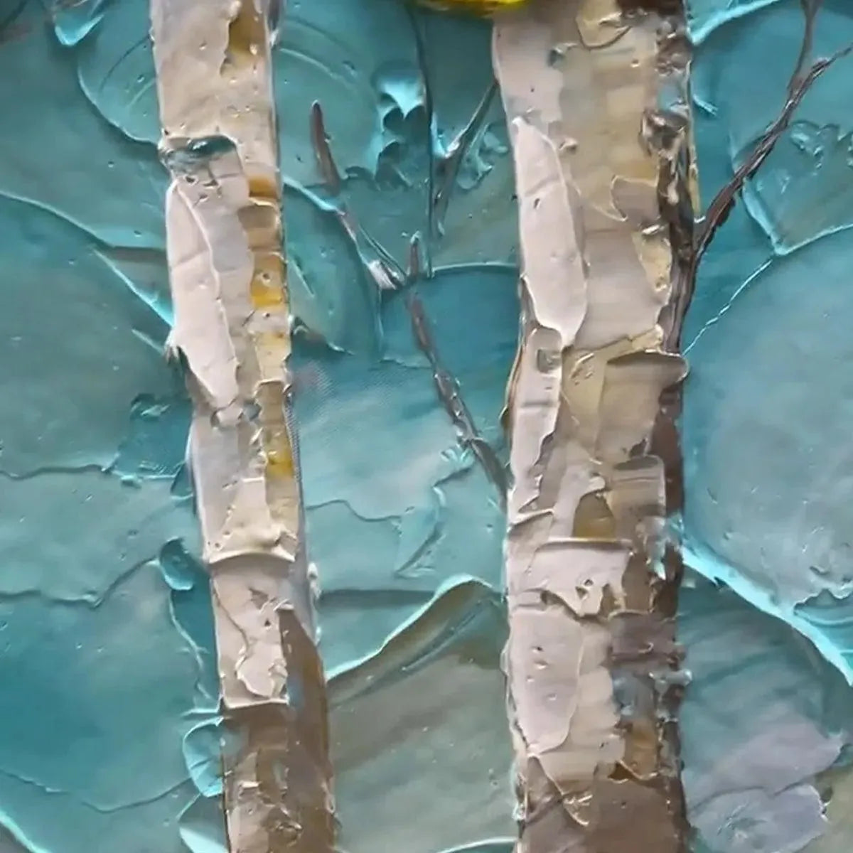 GOLDEN ASPEN GROVE: Impasto Aspen Trees Golden Light Textured Forest Canvas