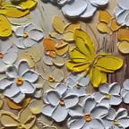 GOLDEN BUTTERFLIES: Yellow White Butterflies Flowers Textured Canvas