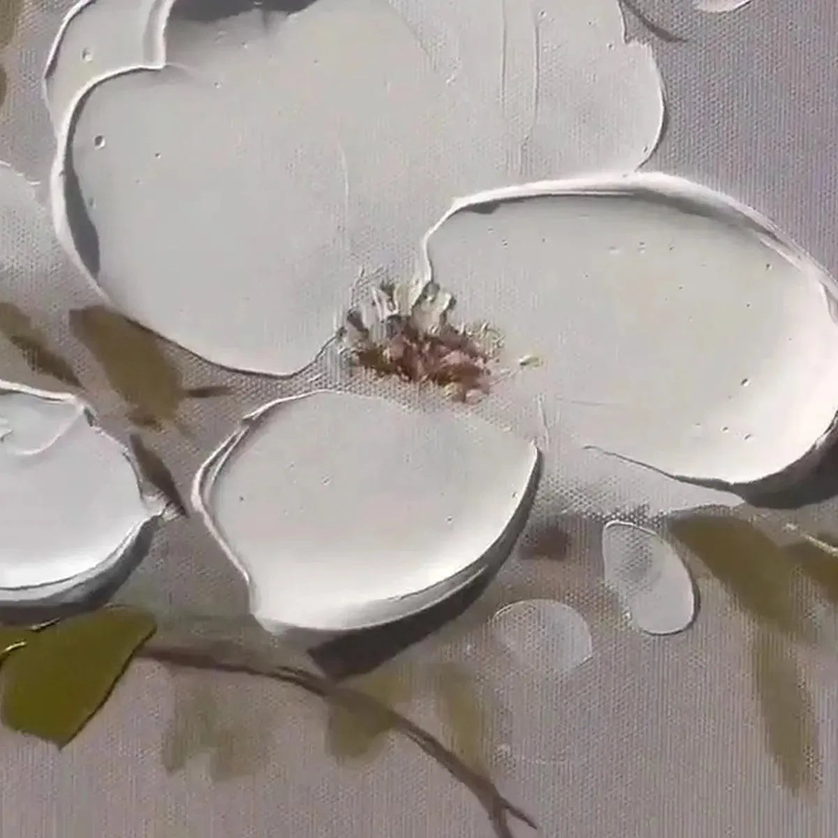WHITE BLOSSOMS: Soft Grey White Impasto Floral Panoramic Romantic Canvas