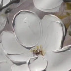WHITE BLOSSOMS: Soft Grey White Impasto Floral Panoramic Romantic Canvas